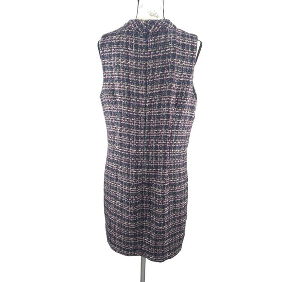 Monsoon Felissa Tweed style Sleeveless high neck faux button pencil dress US 12 - Picture 2 of 16